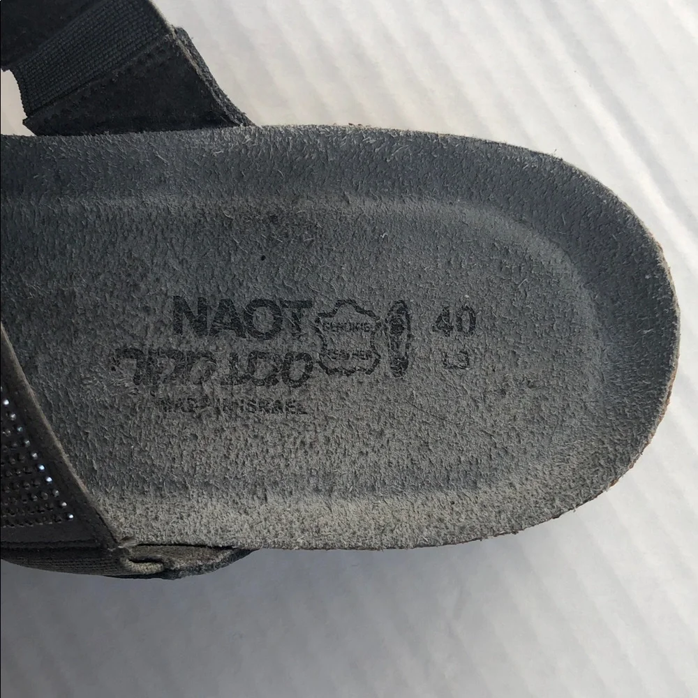 NAOT Bianca Dark Gray Wedge Sandals with Tiny Silver Studs Size 40
